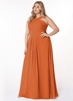 Azazie Kaleigh Bridesmaid Dresses Cinnamon A-Line Pleated Chiffon Dress image9