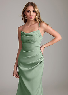 Azazie Lucille Bridesmaid Dresses Matcha Mermaid Strapless Stretch Satin Convertible Dress image5