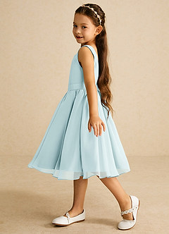 Azazie Ari Flower Girl Dresses Mist A-Line Sleeveless Chiffon Dress image4