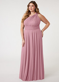 Azazie Charlize Bridesmaid Dresses Vintage Mauve A-Line One Shoulder Mesh Dress image7