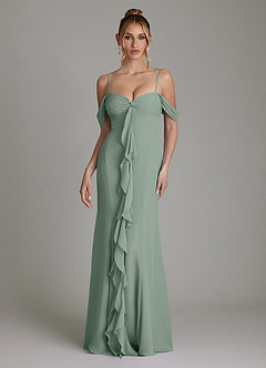 Azazie Karmela Brudepigekjoler En streg Off-Shoulder Chiffon Gulv-længde Kjole image4