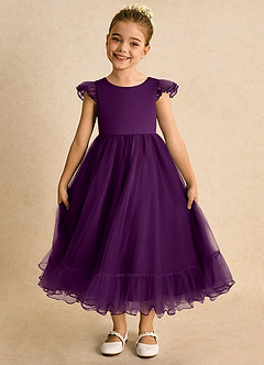 Azazie Phebs Robe Demoiselle D'honneur Fillette Robe Trapèze en Tulle Grain De Raisin image6