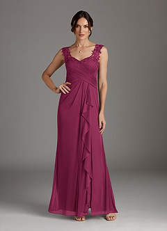 Azazie Edelin Mother of the Bride Dresses Mulberry A-Line Sweetheart Neckline Pleated Mesh Dress image2
