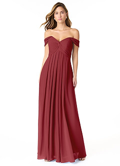 Azazie Kaitlynn Bridesmaid Dresses Pomegranate Empire Ruched Chiffon Convertible Dress image2
