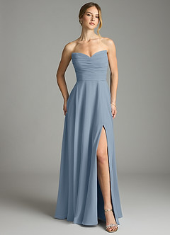 Azazie Ayla Abiti da Damigella Abito A-Line in Chiffon Scollo a Cuore Blu Polveroso image5