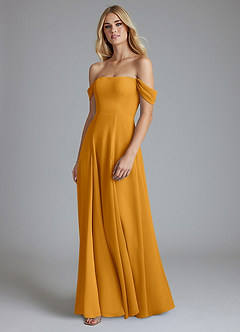 Azazie Seriana Brudtärnklänningar Klä av A-Linje i Chiffong Av axeln Knäck image1