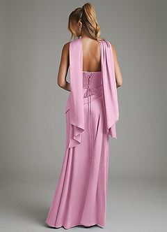 Azazie Gabriela Bridesmaid Dresses Candy Pink A-Line Corset Stretch Satin Dress image2