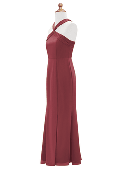 Azazie Rue Junior Merlot Mermaid Side Slit Chiffon Dress image8