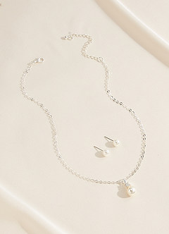 front Elegant Pearl Drop Jewelry Set