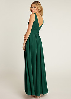 Azazie Pierrette Bridesmaid Dresses Emerald A-Line Pleated Chiffon Dress image4