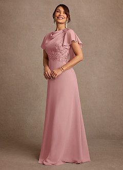 Azazie Frieda Mother of the Bride Dresses Dusty Rose A-Line Applique Chiffon Dress image2