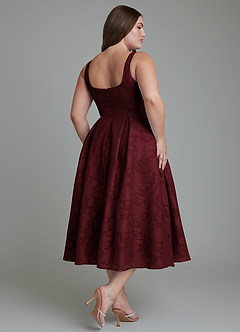 Azazie Amalie Bridesmaid Dresses Cabernet A-Line Pleated Floral Burnout Dress image11