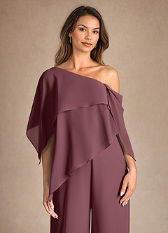 Azazie Halima Abiti per la Madre della Sposa Abito Tuta Pantaloni in Chiffon Spacco Laterale Sangria image8