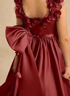 Azazie Eden Robe Demoiselle D'honneur Fillette Robe Princesse en Mat Satiné Plissée Rouille image6