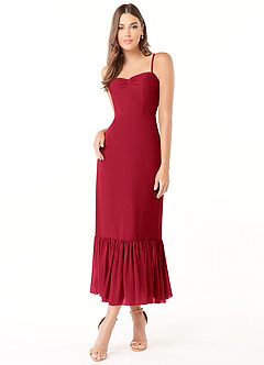 Azazie Justina Final Sale Scarlet A-Line Sweetheart Neckline Chiffon Dress image1