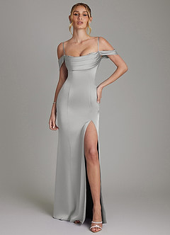 Azazie Nira Brudepigekjoler Havfrue Korset Stræk satin Gulv-længde Kjole image4