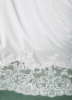 Azazie Gina Wedding Dresses Diamond White Mermaid Square Neckline Crepe Back Satin Dress image8