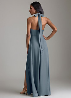 Azazie Tracie Bridesmaid Dresses Twilight A-Line Side Slit Stretch Satin Dress image2