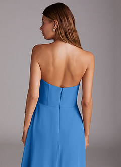 Azazie Wren Bridesmaid Dresses Blue Jay A-Line Side Slit Chiffon Convertible Dress image7