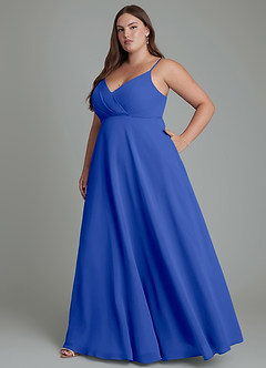 Azazie Amani Abiti da Damigella Abito A-Line in Chiffon Plissettato Blu Reale image10