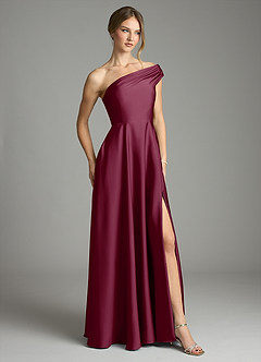 Azazie Melanie Jurken voor bruidsmeisjes Jurk van Stretch Satijn met A-Lijn Off the Shoulder Moerbei image5