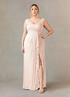 Azazie Edelin Abiti per la Madre della Sposa Abito A-Line in Maglia Scollo a Cuore Plissettato Rosa Rossore image8