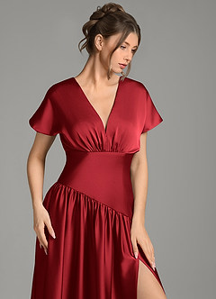 Azazie Alysse Bridesmaid Dresses Scarlet A-Line Stretch Satin Dress image6