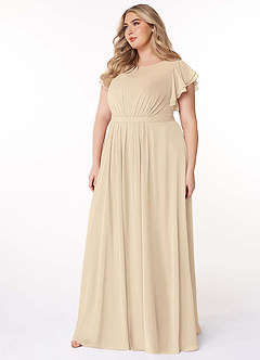 Azazie Daphne Modest Bridesmaid Dresses A-Line Ruffled Chiffon Floor-Length Dress image9