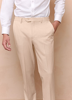 front Savile Tan Wool Blend Dress Pants
