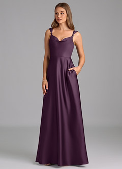 Azazie Beatrice Bridesmaid Dresses Plum A-Line Sweetheart Neckline Stretch Satin Dress image3