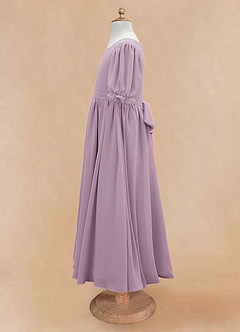 Azazie Joss Blumenmädchenkleider A-Linie mit ärmel Chiffon Kleid Blauregen image7