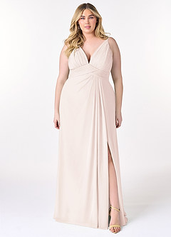 Azazie Maren Allure Bridesmaid Dresses Rose Petal A-Line V-Neck Lace Chiffon Dress image6