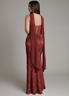 Azazie Electra Vestidos de damas de honor Vestido de Jacquard Color óxido de Jacquard Floral de Corte Sirena con Corsé image4