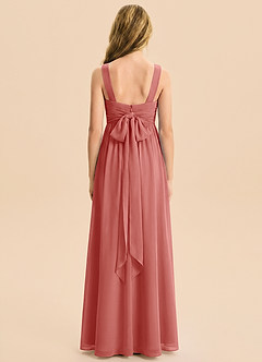 Azazie Kora Junior Abito A-Line in Chiffon Plissettato Rosa Antica image6