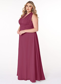 Azazie Fifi Bridesmaid Dresses Mulberry A-Line Strapless Chiffon Convertible Dress image15