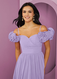 Barbie ♥ Azazie Jurken voor bruidsmeisjes Converteerbaar Jurk van Chiffon met A-Lijn Off the Shoulder Lila image18