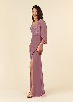 Azazie Laina Mother of the Bride Dresses Vintage Mauve Mermaid Lace Chiffon Dress image2