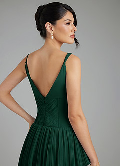 Azazie Rosa Bridesmaid Dresses Emerald A-Line Pleated Chiffon Dress image2
