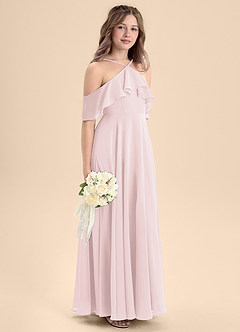 Azazie Tessabelle Junior Vestido de Rosa Rubor de Gasa de Corte En A con Vestidos sin tirantes image5
