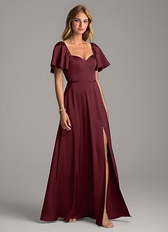 Azazie Chloe Bridesmaid Dresses Cabernet A-Line Sweetheart Neckline Stretch Satin Dress image5