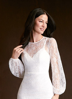 Azazie Willa Wedding Dresses Diamond White Mermaid Lace Dress image5