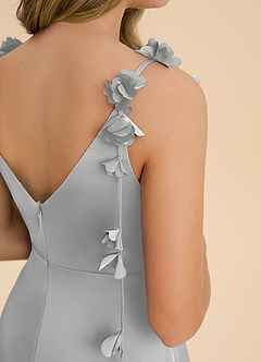 Azazie Gumdrop Junior Empire Plissee Stretch-Satin Kleid Silber image6