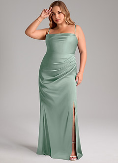 Azazie Leonis Bridesmaid Dresses Agave Mermaid Pleated Stretch Satin Convertible Dress image11