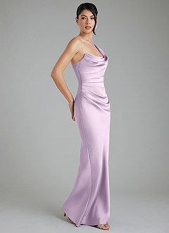 Azazie Sabrina Bridesmaid Dresses Frosted Lilac Mermaid Corset Stretch Satin Dress image8