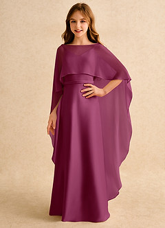 Azazie Fishie Girls Formal Sukienki dla dziewczynek sypiących kwiaty Linia A Matowy satynowy Długość podłogi Sukienka image1