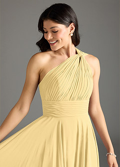 Azazie Charlize Bridesmaid Dresses Butter A-Line One Shoulder Chiffon Dress image5