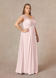 Azazie Star Final Sale Blushing Pink A-Line V-Neck sequins Chiffon Dress image9
