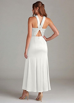 Azazie Rue Suknie dla druhen Syrena Pofałdowany Satyna elastyczna Długość kostki Sukienka image6