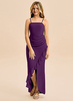 Azazie Buzzy Junior Osłona Pofałdowany Szyfon Długość podłogi Młodsza druhna Sukienka image4