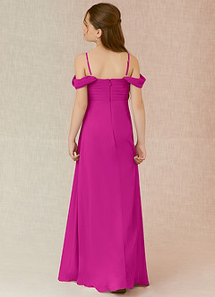 Azazie Kaitlynn Junior Fuchsia A-Line Off the Shoulder Chiffon Dress image2